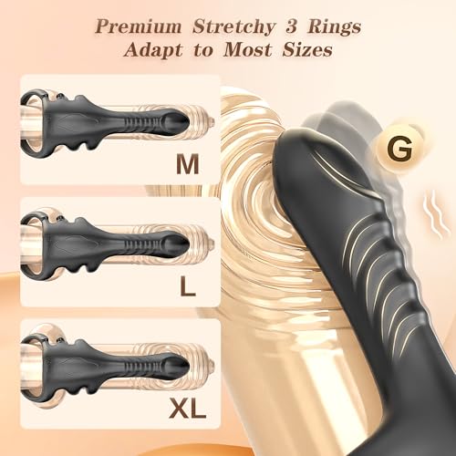Image of Vibrating Cock Ring with Realistic Finger Vibrator for Couples Sex Toys, Vibrating Penis Ring Vibrator with 3 Rings & 9 Vibration Modes, Clitoral Stimulator Adult Couple Toys for Women Men