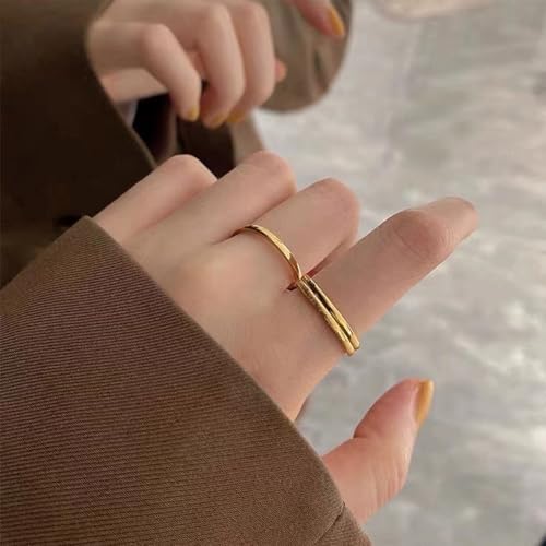 Otxas 3PCS Gold Dainty Rings for Womem 14k Gold Plated Stackable Ring for Women Size 6-11 Gold Rings Set Wedding Rings for Women Aesthetic Jewelry for Women3