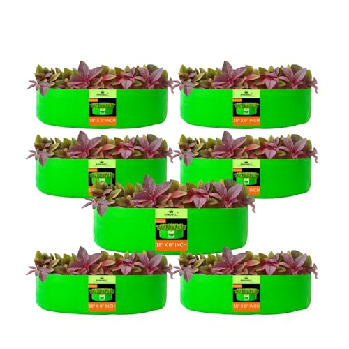 Image of Kingwell grow bags 18x6 inches pack of 7 Grow Bag For Terrace Garden Leafy Vegetable Plant Grow Bags Fruits Growing Containers For terrace Gardening