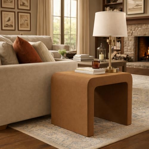 Image of HomePop 22 inch Modern Arch Velvet Ottoman - Rust Orange