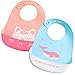 JINBOSHI 2 Pezzi Bavaglini Silicone Impermeabile Bambini , con tasca per raccogliere briciole, unisex (rosa)