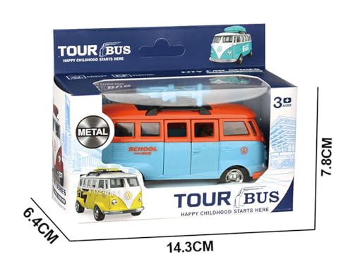 Image of Magicwand 1:36 Scale Die-Cast Metal Bus Van【Pack of 1】 with Openable Doors,Pull Back Action【Multi-Colored】