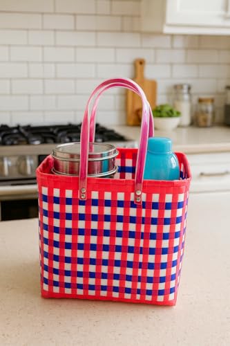 Image of Hand Made Multipurpose Plastic Basket with Lid | Eco-Friendly, Washable, Rust-Free Storage Basket for Kitchen, Picnic, Toys, Travel, Office | Lightweight | Polypropylene | COMBO 3, SET of 3 (XL-L-M)
