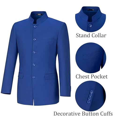 Men Suits 2 Piece Slim Fit Mandarin Collar Suit Traditional Chinese Tunic Clothing Formal Wedding Blazer Pant2