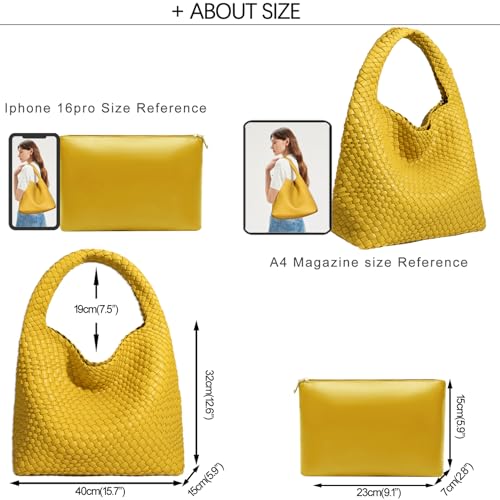 Image of JINMANXUE Woven Tote Bag for Women, Fashion Hobo Handbag, Travel Top-handle Shoulder Bag, Beach Underarm Bag with Purse
