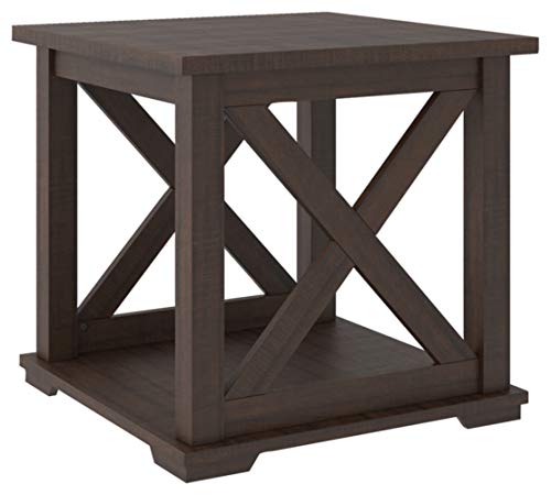 Signature Design By Ashley Camiburg Modern Farmhouse End Table With Crossbuck Details, Brown #TOP2