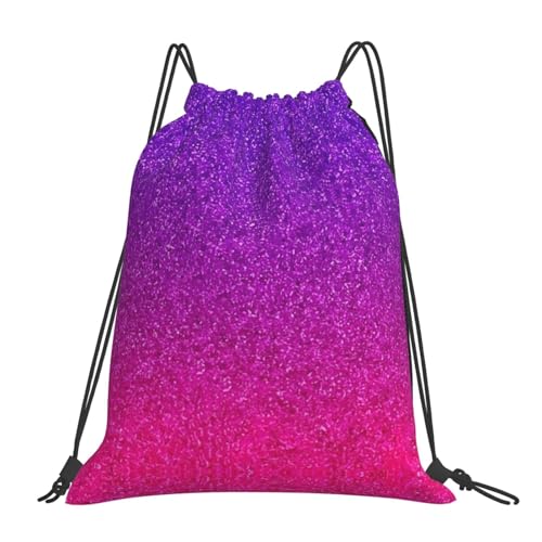 SHuWeiD Mochila con cordón con estampado de lentejuelas degradadas, mochila casual con cordón, bolsa deportiva y fitness, color blanco, talla única, Blanco, talla única