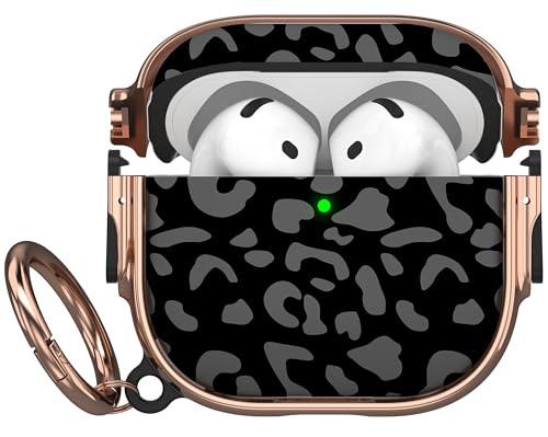 Image of Maxjoy for AirPods 4 Case with Lock, Cute AirPods 4 Case Lock Protective Hard AirPod 4 Generation Cover for Women Men with Keychain Clip for AirPod 4th Generation Cover 2024, Grey Leopard