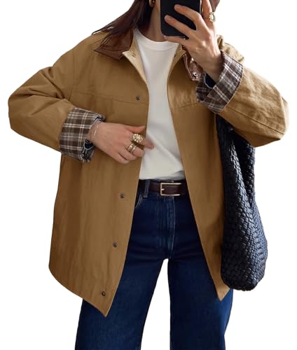 Manteau trench femme coupe-vent écossais avec grand col en cuir