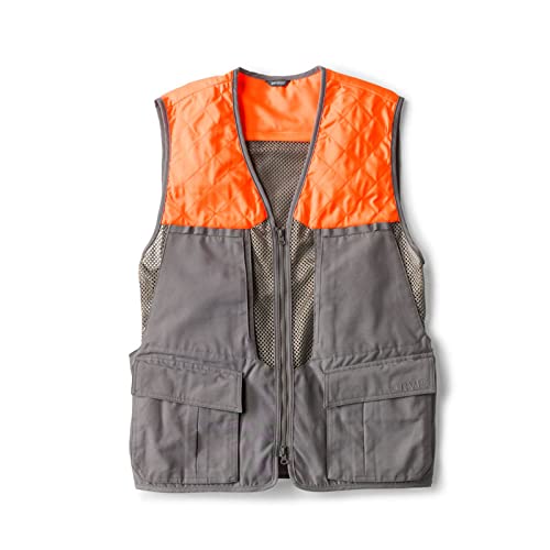 Orvis Men’s Upland Hunting Vest - Traditional Bird Hunting Vest with No-Leak Game Pouch and Blaze Upper, Granite Lower, M