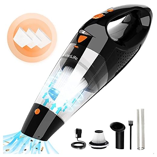 Vaclife Handheld Vacuum, Hand Vacuum Cordless with High Power, Mini Vacuum Cleaner Handheld Powered by Li-ion Battery Rechargeable Quick Charge Tech, for Home and Car Cleaning, Black & Orange