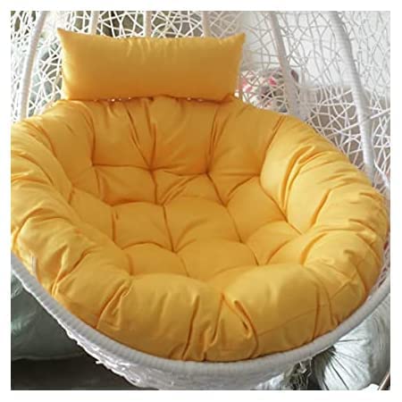 Image of KYNE Round Swing Chair Cushion, Polyester, Outdoor Egg Swing Chair Cushion, Padded Pillow Cushion for Garden Swing, Balcony, Deck (Yellow 1)