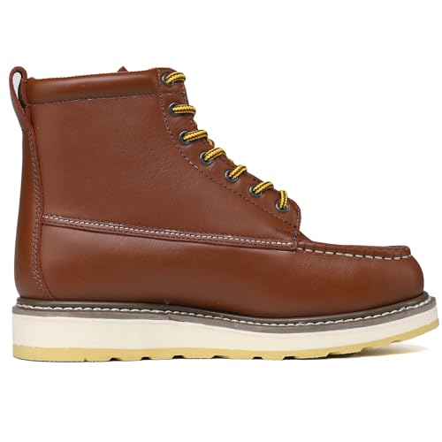 HANDPOINT Men's Steel Toe 6" SureTrack Work Boots, Stylish Classic Leather Slip Resistant Durable Breathable Work Shoes 84992EE3