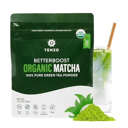 Tenzo Matcha Green Tea Powder - USDA Organic Premium Grade - Authentic Japanese Matcha Tea - Latte Powder - BetterBoost (1.06 Ounce)