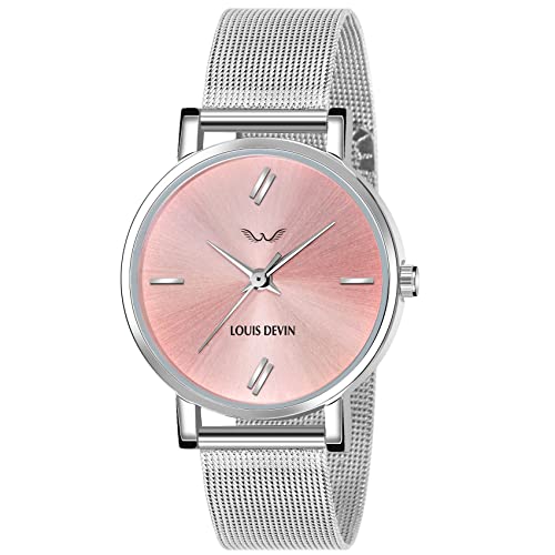 LOUIS DEVIN Stainless Steel Mesh Chain Analog Wrist Watch for