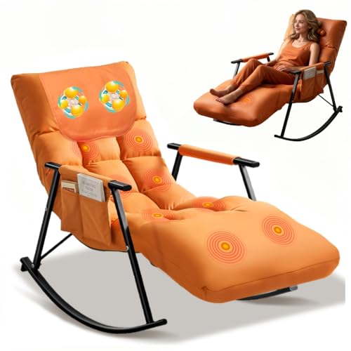 Cadeira de Massagem Eletrica, 10 Pontos de Massagem, Poltrona Massageadora 110V-240V, Design Ergonômico, Ajuste em 5 Posições, Encosto Ajustável E Apoio para Os Pés, com Bolsos Laterais, Laranja