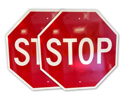 Stop Sign – Heavy Duty Graffiti Resistant Sign - 3M Diamond Grade .080 Aluminum - High Visibility Traffic Sign – Rust-Free Road Sign – UV & Weather Resistant (Aluminum, 2 Pack, 24” x 24”)
