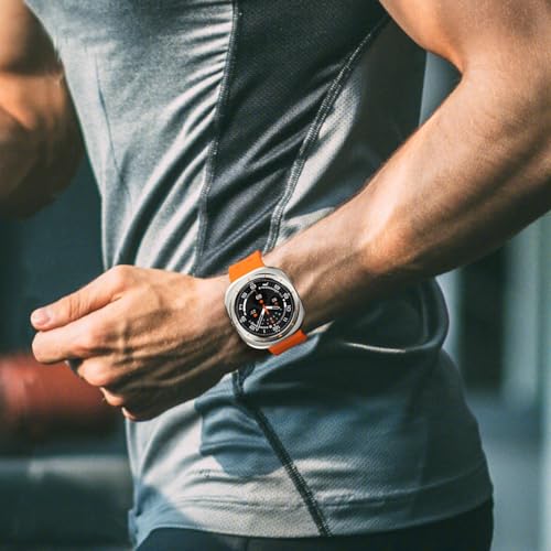 Image of Metal Case Compatible with Samsung Galaxy Watch Ultra /Ultra 2 (2025) 47mm with Back Cover, Rugged Thin Hard Frame Protective Cover for Galaxy Watch 7 /8 Ultra 47mm - Titanium Orange