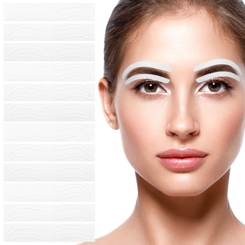 MALUGOGO Kit di 12 paia di stencil usa e getta per sopracciglia, per applicazione precisa delle sopracciglia e design naturale delle sopracciglia