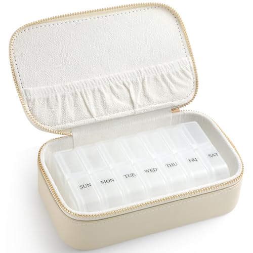 NGVRC Genuine Leather Travel Pill Organizer Box Case 2 Times...