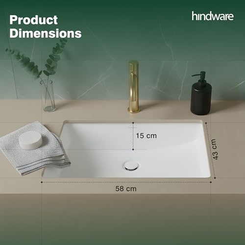 Image of Hindware Italian Collection Garnet Under the Counter Wash Basin for Bathroom | Made of Ceramic | Star White Color | 10-Year Manufacturer Warranty