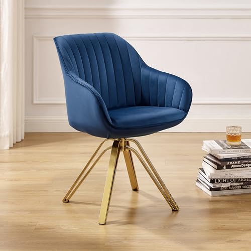 Zouron Silla De Comedor De Terciopelo Con Pies Dorados, Silla De Oficina Giratoria, Silla De Salón Con Reposabrazos Y Asiento Acolchado Grueso, Sillas De Cocina, Azul Zouron Silla De Comedor De Terciopelo Con Pies Dorados, Silla De Oficina Giratoria, Silla De Salón Con Reposabrazos Y Asiento Acolchado Grueso, Sillas De Cocina, Azul
