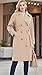 RISISSIDA Trench Coats for Women Long Double Breasted Spring Fall Waterproof Rain Jacket Overcoat Beige X-L