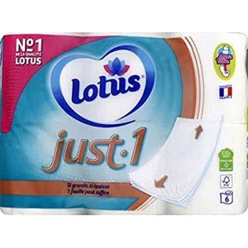 Papel higiénico Lotus Just 1 pack de 6 rollos extra grandes para el baño familiar