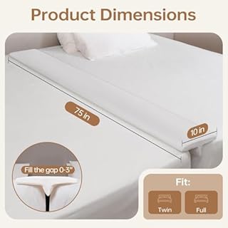 ENITYA Split King Gap Filler for Adjustable Bed, Twin to King Converter with Removable Washable Cover, Bed Bridge for Guest Stayover/Hotel/Family Room Vacation, Easy Install, White(75" L x 10" W)