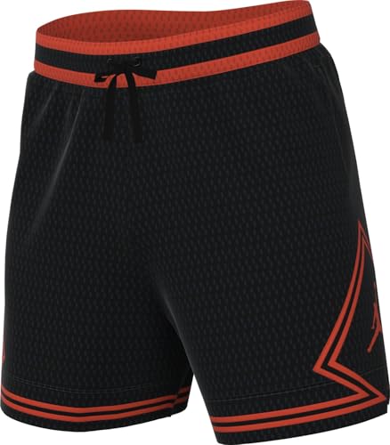 Nike Jordan Sport Mens Dri-FIT Mesh Diamond Shorts (US Alpha Medium Regular Regular Black/Team Orange/Team Orange)