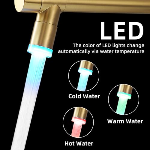 Image of Gold Kitchen Faucet with Sprayer AIMADI,Modern Single Handle Spring Gold Kitchen Sink Faucet