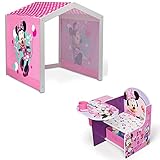 Disney Minnie Mouse Indoor Playhouse with Fabric Tent + Minnie Mouse Chair Desk with Storage Bin