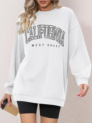 Image of Langwyqu Women's Oversized Sweatshirt Los Angeles California Crewneck Long Sleeve Casual Loose Pullover Tops
