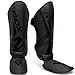 RDX Shin Guards for MMA Fighting & Kickboxing Training | Matte Black Convex Skin Leather Muay Thai Instep Leg Protector | Great Protective Gear for Martial Arts, Sparring, BJJ, Karate