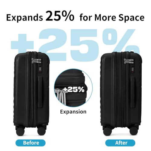 Image of LARVENDER Expandable Carry On 3 Piece Luggage Set with Backpack 20 Inch