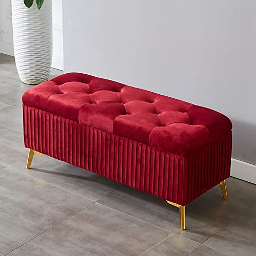 Banc de Chevet Rouge 60cm en Velours Premium | Finition Rembourrée Luxe