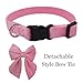 THAIN Velvet Dog Collar with Style Bow Tie, Quick Release Plastic Buckle Adjustable Dog Collars for Small Medium Large Dogs Pets(S, Velvet Pink)