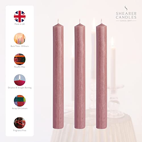 Shearer Candles Dusky Pink - Dinner Candles - 8 inch - Unscented Dinner Candles - 8 Hour Burn Time - 20 Pack (PR8947) - Image 3