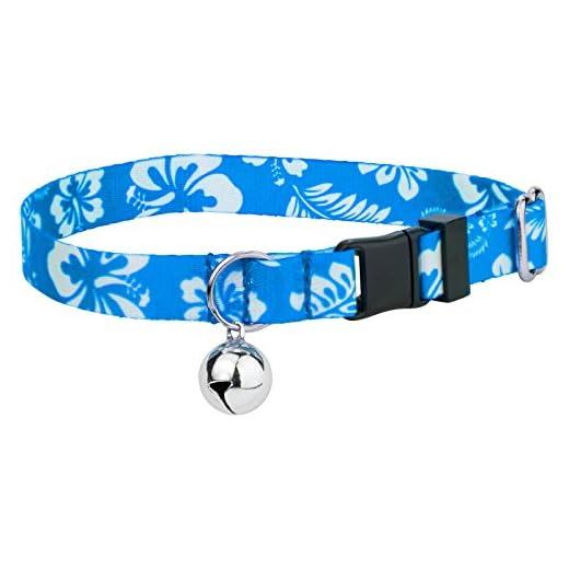 Country Brook Petz - Coleira azul havaiana para gatos - coleção havaiana com 8 designs tropicais