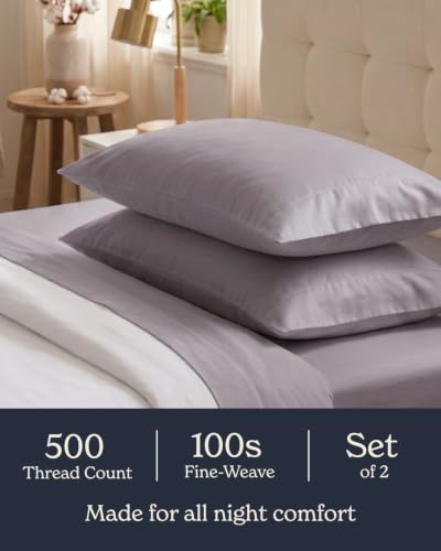 Image of Beckham Hotel Collection King Pillow Cases Set of 2, Cool Touch Sateen Pillowcases, 500TC Cotton, Silky Smooth & Soft, Open End, Dark Gray