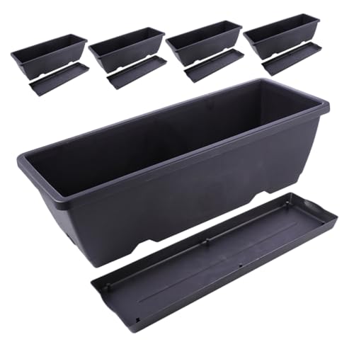 Garneck 5 Juegos Jardineras de Rectangulares con Bandeja Macetas para de Verduras y Plantas para Exteriores y Balcón Diseño Práctico y Resistente para Jardinería Urbana