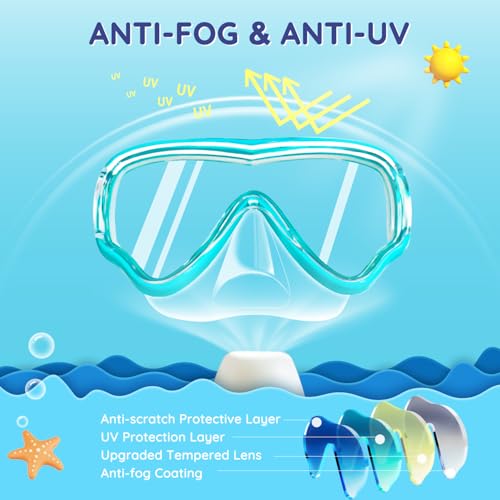 Image of MOMUSE Kids Swim Goggles 3-14 with Soft Fabric Strap, 3D No-Leak Nose Cover | No Hair Pulling, Mirrored Shatterproof Lens, Anti-Fog & UV Protection, Diving Mask Swimming Goggles Toddler /Youth Boys Girls