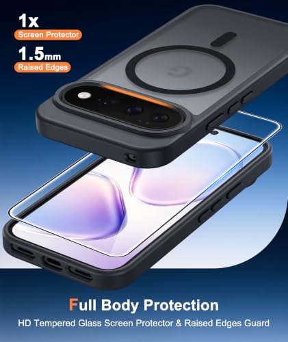 Image of FNTCASE for 11 /11 Pro Case: Compatible with MagSafe Black | With Screen Protector, Translucent Magnetic Back, Military Grade Drop Protection, Matte Shockproof Phone Cover, Black