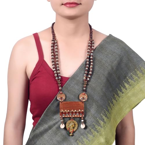 Image of AAKRITI ART CREATIONS Handcrafted Tribal & Wooden Necklace Collection | Dhokra, Ethnic, Brass & Artistic Designs | Royal, Boho & Nomadic-Inspired Statement Jewelry for Women