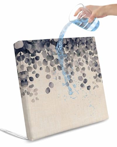 2 Pack Retro Leaves Waterproof Cushion Covers with Ties, Outdoor Patio Chaise Lounge Chair Seat Cushion Slip Covers Replacement(Only Cover) Farmhouse Spring Botanical Eucalyptus Sprigs 22