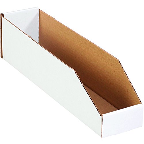 Image of Box USA BBINBWZ418 Open Top Bin Boxes, 4 inch x 18 inch x 4 1 /2 inch, Oyster White (Pack of 50)