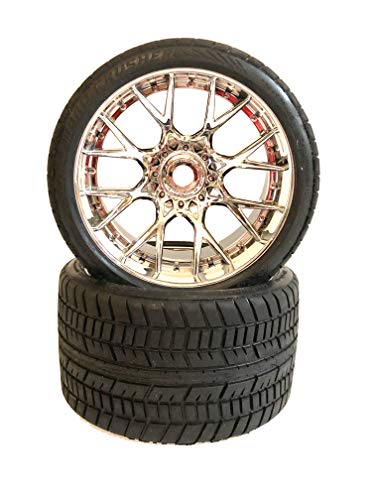 Sweep Racing Road Crusher On Road Belted Silver Chrome Monster Truck Rubber Tires (2) SWSRC1001S