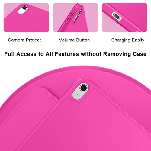 Image of ToaPoia Case for iPad (A16) 11 Inch 2025 /iPad 10th Generation 10.9 Inch 2022, Slim Trifold Stand Protective Cover with Pencil Holder and Soft TPU Back,Support Auto Sleep /Wake (Rose Red)