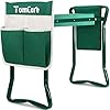 TomCare Garden Kneeler Seat Garden Bench Garden Stools Foldable Stool with Tool Bag Pouch EVA Foam Pad Outdoor Portable Kneeler for Gardening（Large-21.65″ x 10.62″ x 18.89″, Green）