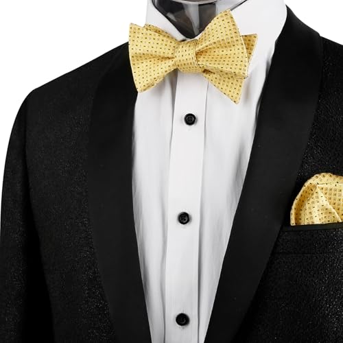 Image of Alizeal Mens 2pcs Solid Self-tied Bow Tie Set | Alizeal Mens 2pcs Self-tied Solid /Animal Bow Tie and Pocket Square Set Perfect for Wedding Business Formal Events